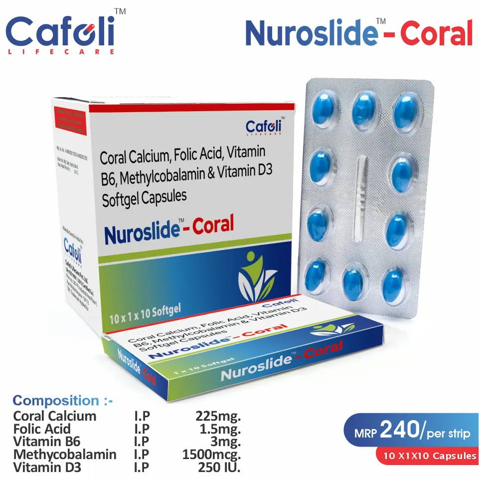 Coral Calcium 225mg + Methylcobalamin 1500mcg + Others | Bone Health Supplement | Best price for PCD Pharma Franchise in Bhopal